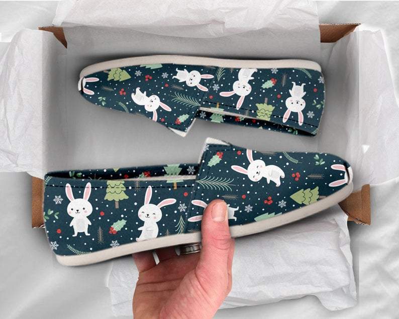 Women Rabbit Shoes Bunny Shoes Cute Shoes Canvas Women Shoes Girls Slip On Casual Shoes Rabbit Lover Gifts Rabbit Owner Gift