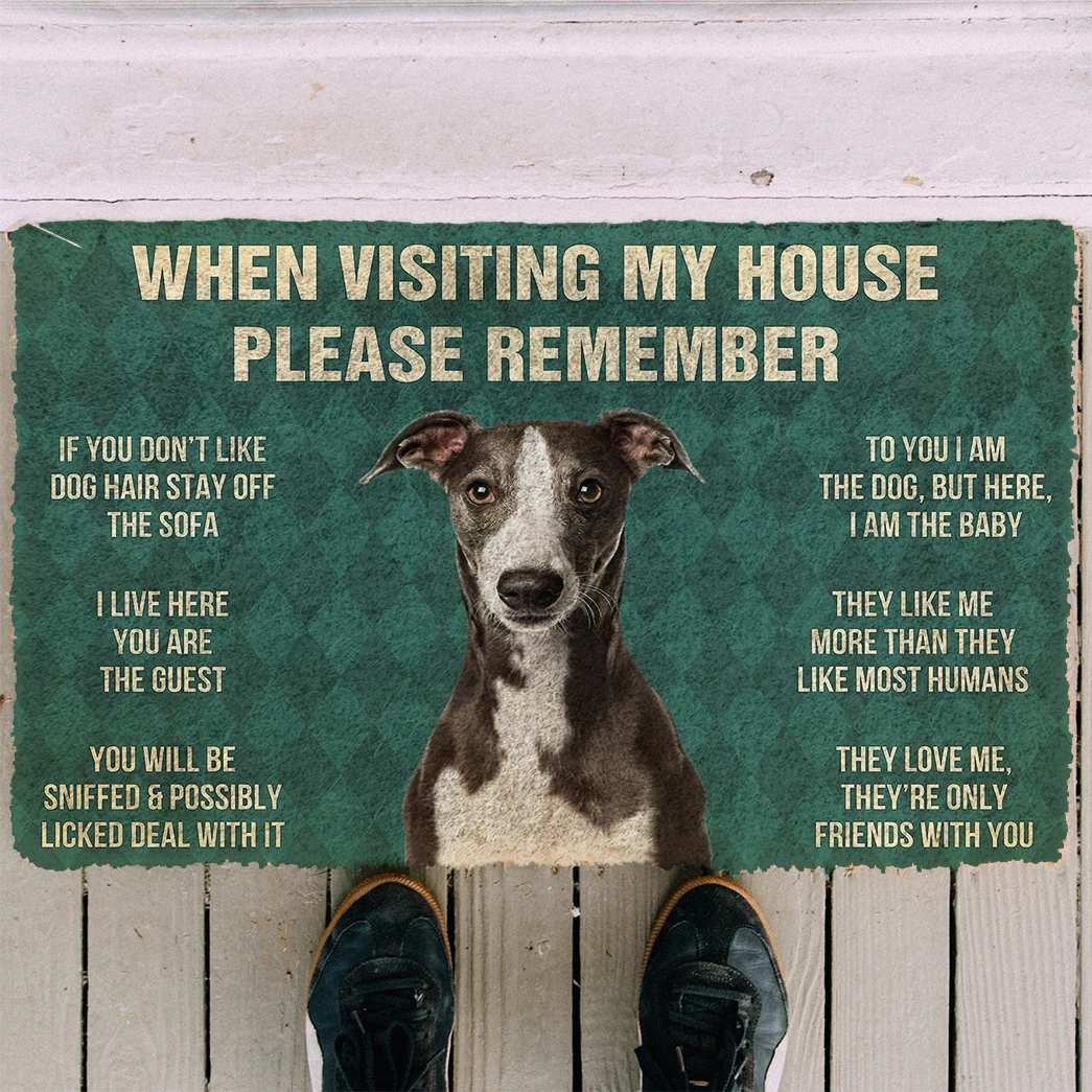 3D Please Remember Whippet House Rules Custom Doormat