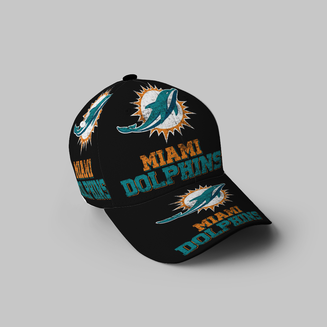 Miami Dolphins Logo Art Illustration 2 3D Printing Baseball Cap Classic Hat