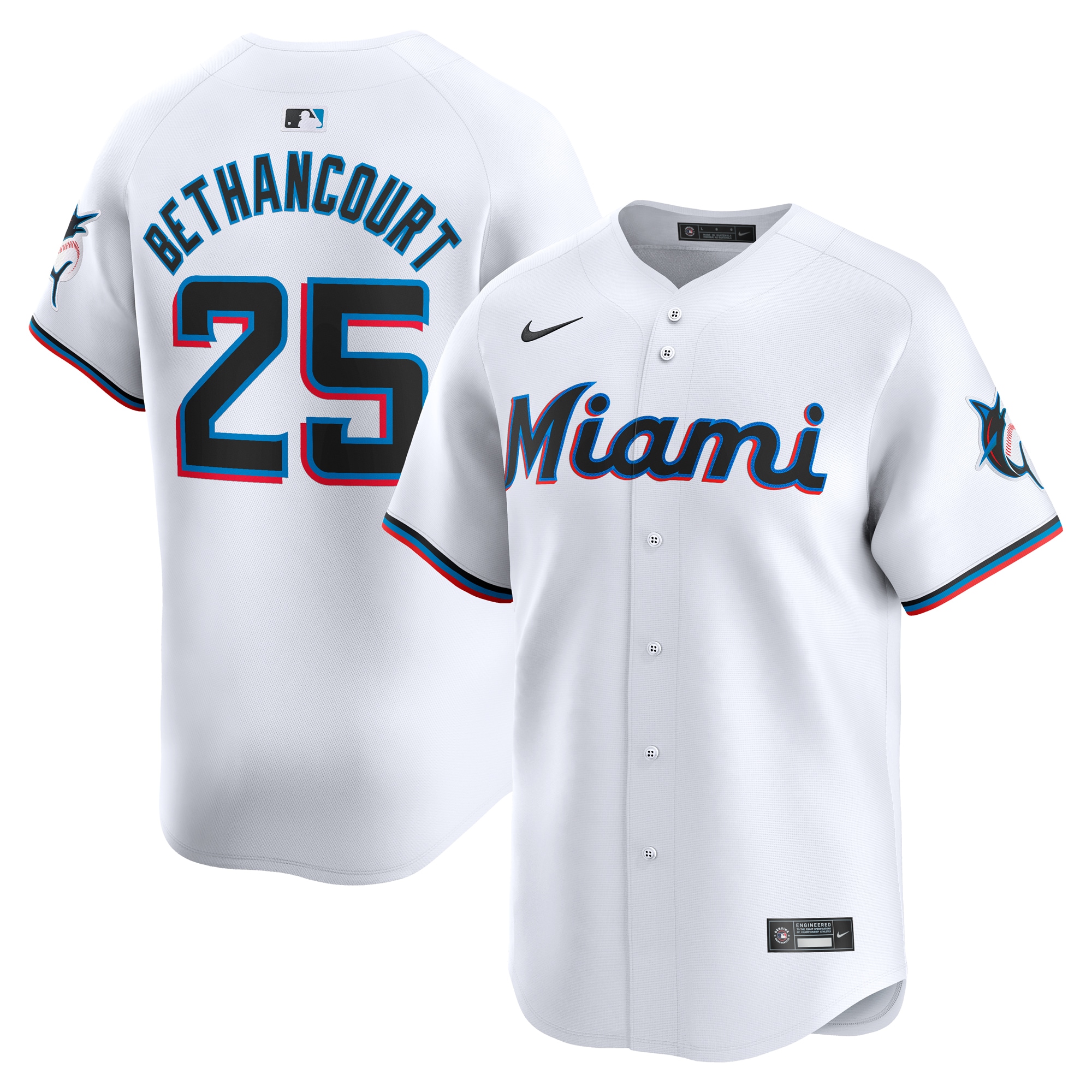 Christian Bethancourt Miami Marlins Home Limited Player Jersey – White