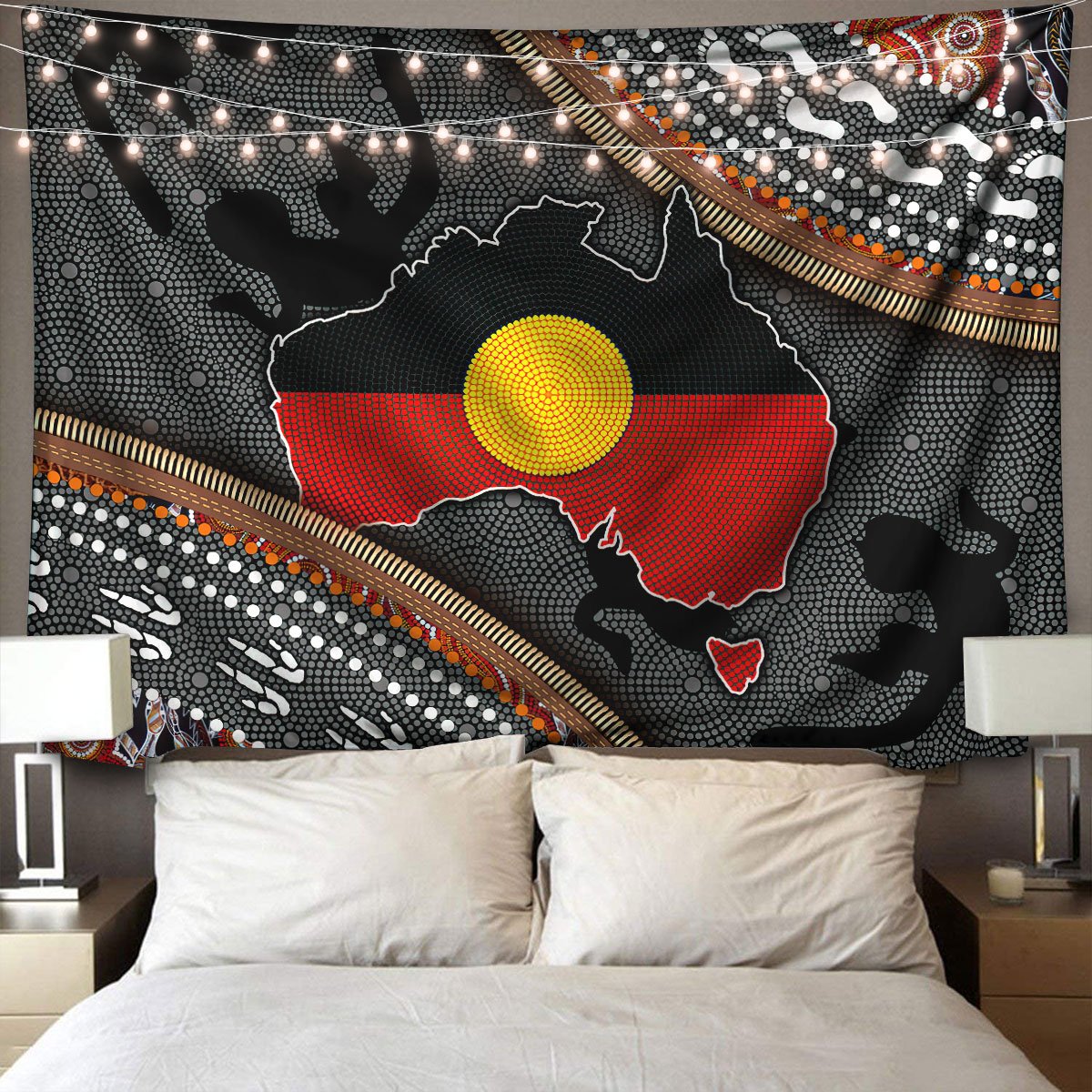 Aboriginal Dots Zip Pattern 3D Design Printed Wall Tapestry