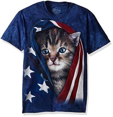 The Mountain Patriotic Kitten Wrapped In An American Flag Adult T-Shirt By The Mountain