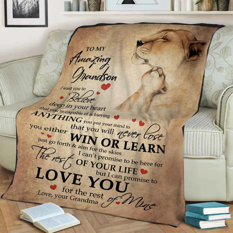 To My Amazing Grandson Blanket, Fleece Blanket, Love You For The Rest Of Mine, Gift For Grandson Family Home Decor Bedding Couch Sofa Soft And Comfy Cozy