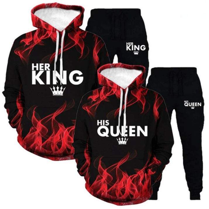 Personalized Color Her King His Queen Crown Couple Hoodie Or Joggers #Xh