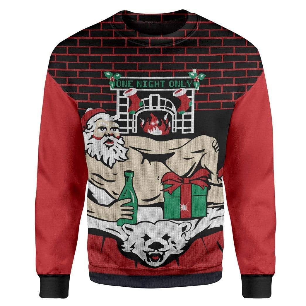 Gearhumans Custom T-Shirt – Long Sleeves Ugly Christmas One Night Only Christmas Sweater Jumper