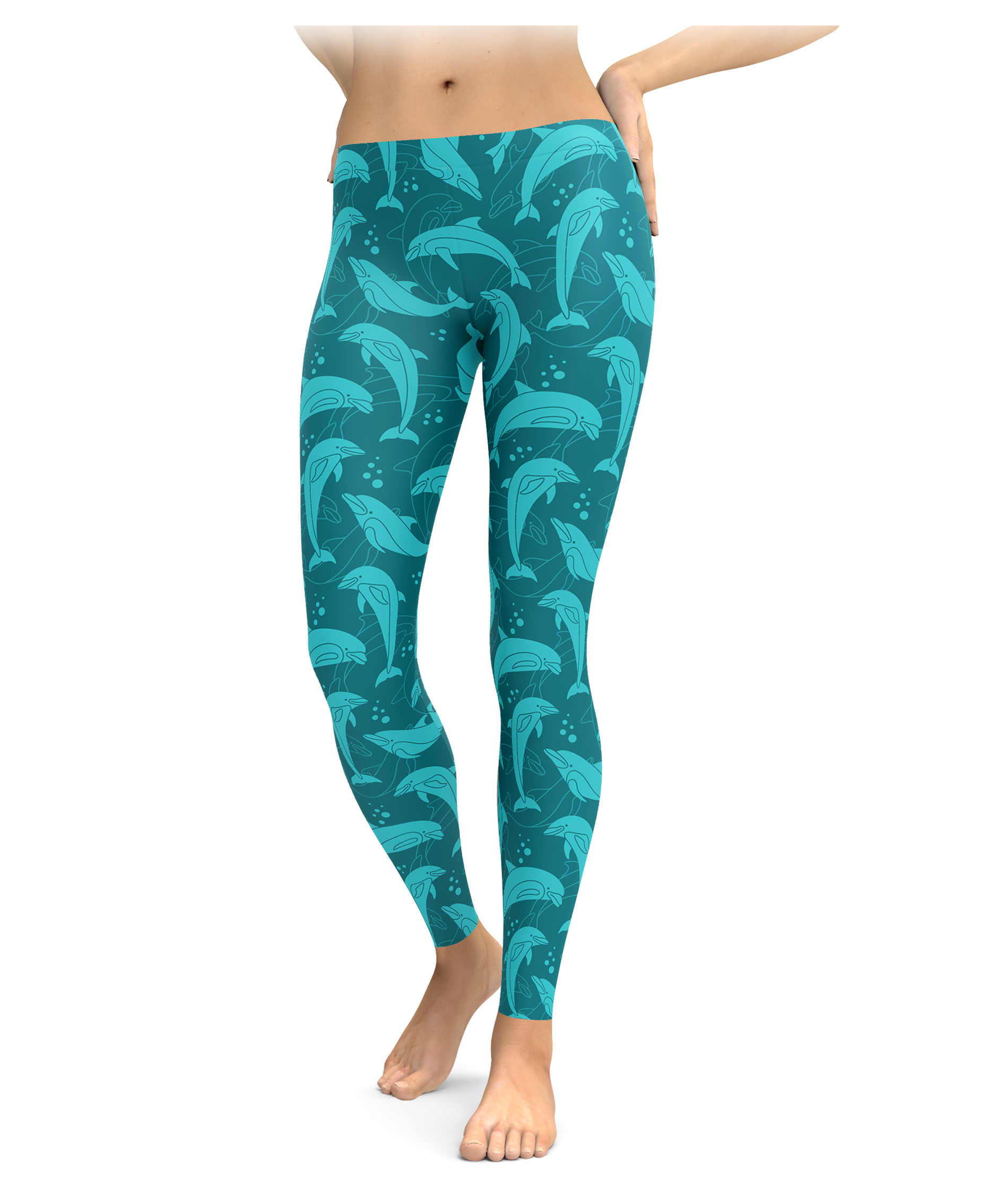 Aqua Cute Dolphin Leggings