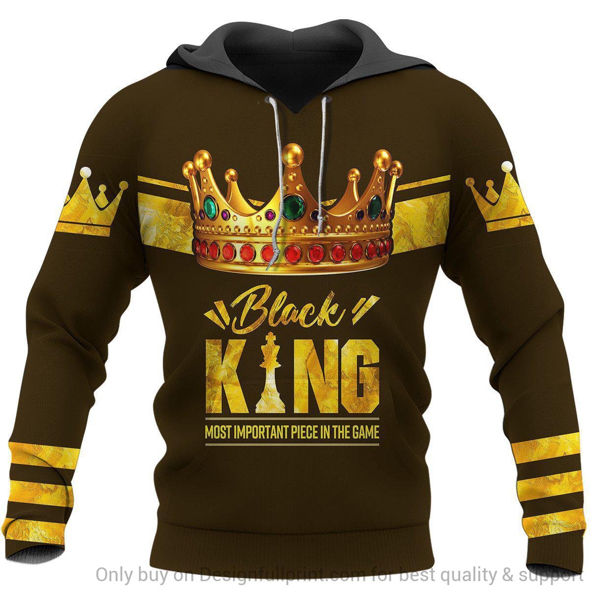 Black American Gift Multicolor Black King Most Important Piece In The Game Personalized Unisex Hoodie