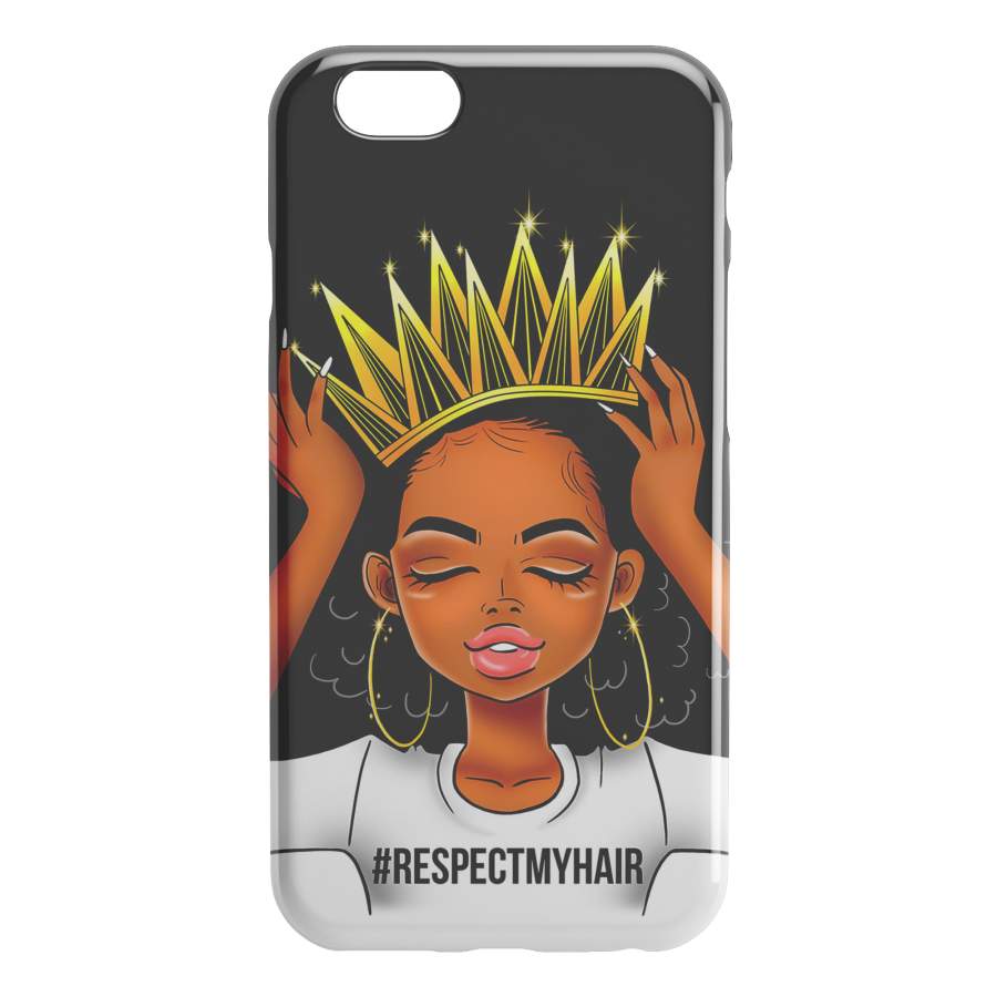 African American Black Girl Africa Melanin Respectmyhair Cute Black Women Wear A Crown iPhone Case