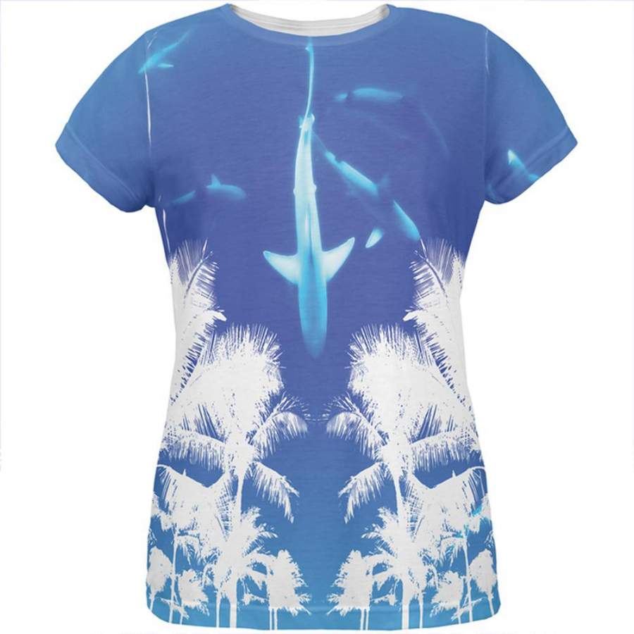 Summer Shark Beach Party All Over Womens T Shirt