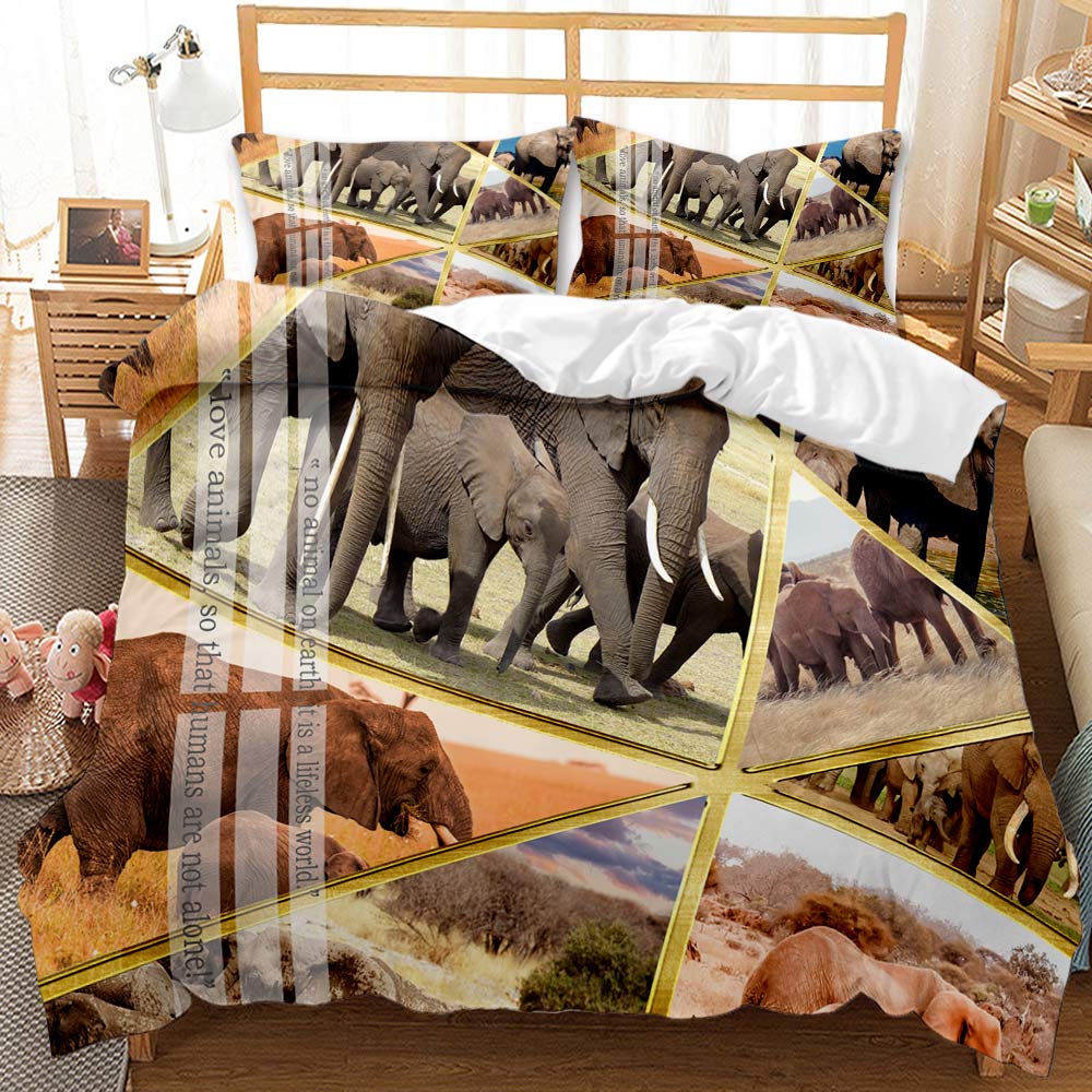 3D Rainbow Elephant Duvet Cover Set Bed Cover Set Full Size Single /Twin/Queen/King Luxury Bedding Set