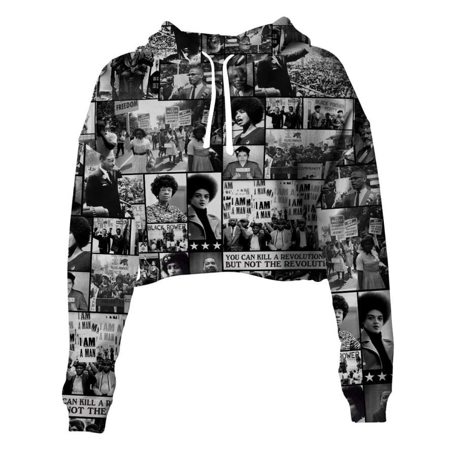 Black Power Image Cropped Hoodie