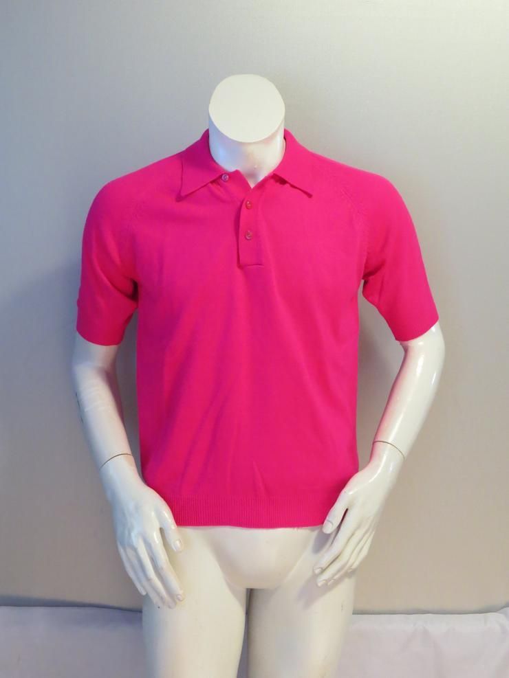 Chemise De Golf Homme Vintage Vibrant Fluo Rose Par Goldcrest Hommes Grand Shirt