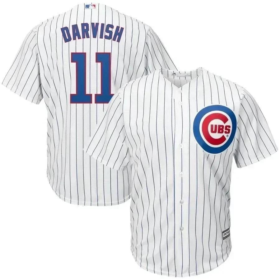 Yu Darvish Chicago Cubs Official Cool Base Player Jersey – White Royal