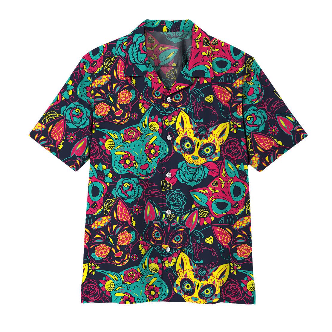 Alohazing Day Of The Dead Cat Hawaiian Shirt Ha11942