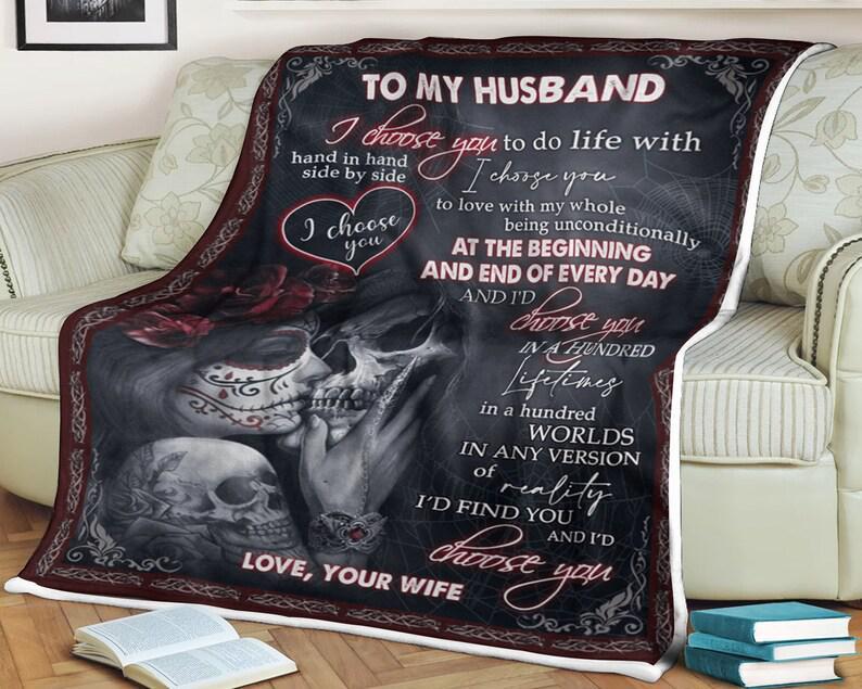 To My Husband Family Blanket, I Choose You To Do Life With Hand In Hand Side By Side,Gift For Husband Family Home Decor Bedding Couch Sofa Soft And Comfy Cozy