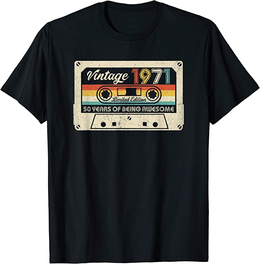 Cassette Tape Vintage 1971 50th Birthday 50 Years Old Gift T-Shirt