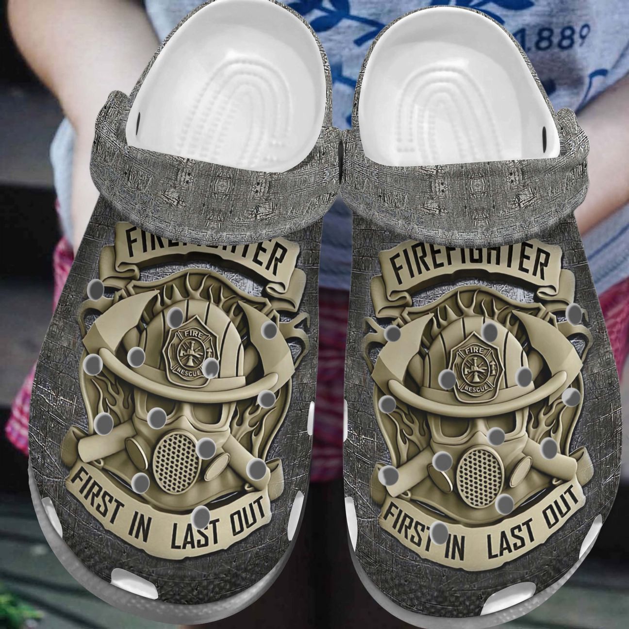 Fire Fighter Personalized Clog, Custom Name, Text, Color, Number Fashion Style For Women, Men, Kid, Print 3D First In Last Out