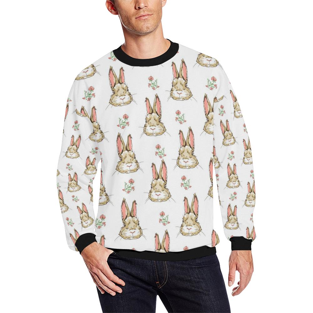 Rabbit Pattern Print Design Rb09 Men Long Sleeve Sweatshirt