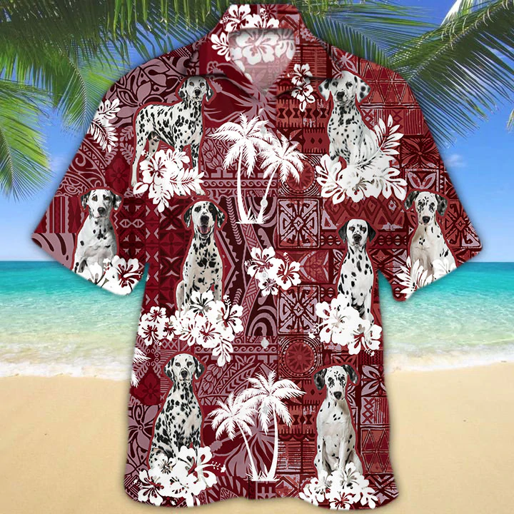 Dalmatian Red Hawaii Gift For Dog Lover Animal Summer Hawaii Shirt Men Ha1003