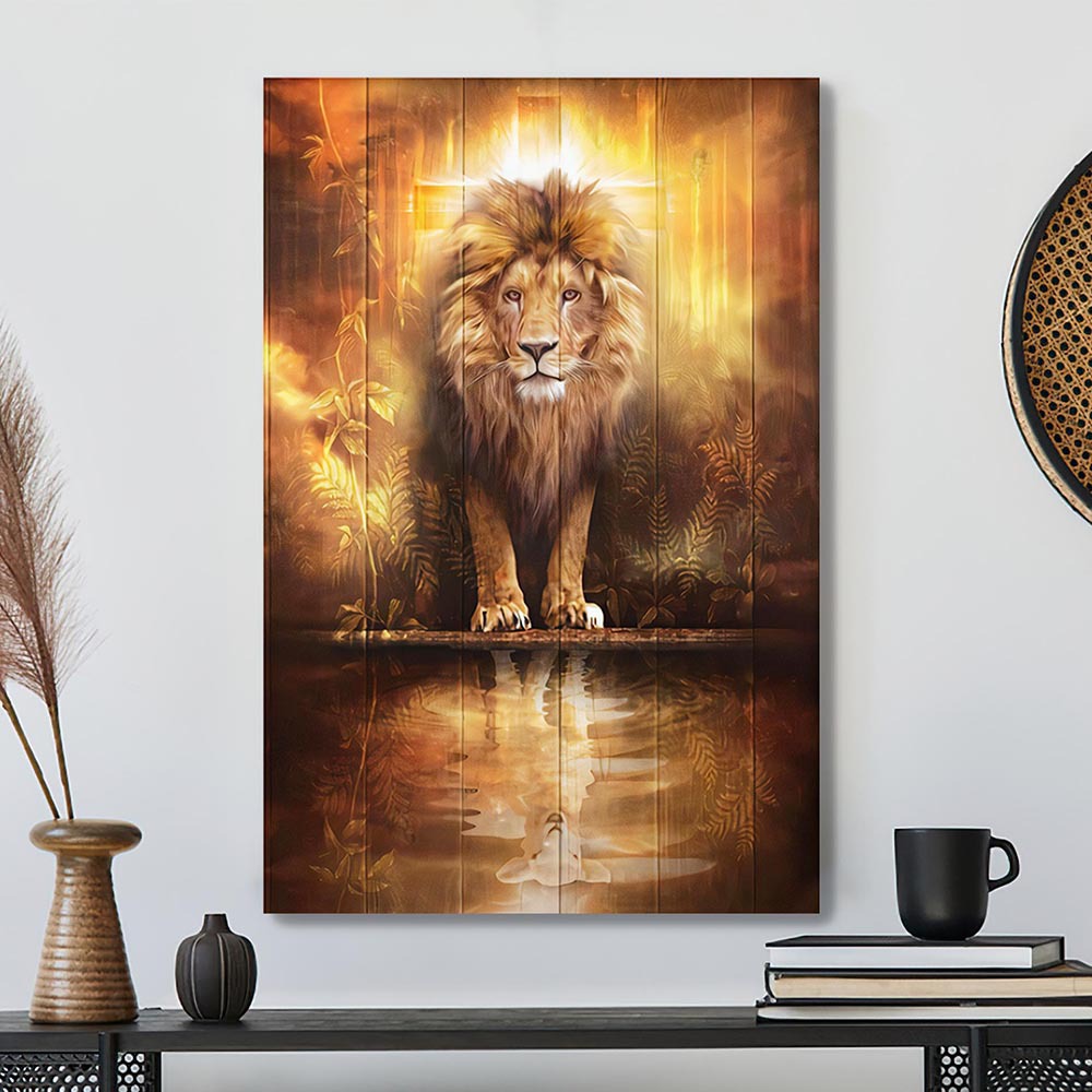 Scripture Canvas Wall Art – Bible Verse Canvas Painting – Jesus Gorgeous Lion Jesus And Lamb Water Reflection Poster No Frame – Ciaocustom