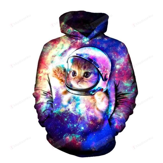 Space Kitten 3D All Over Print Hoodie, Zip-Up Hoodie