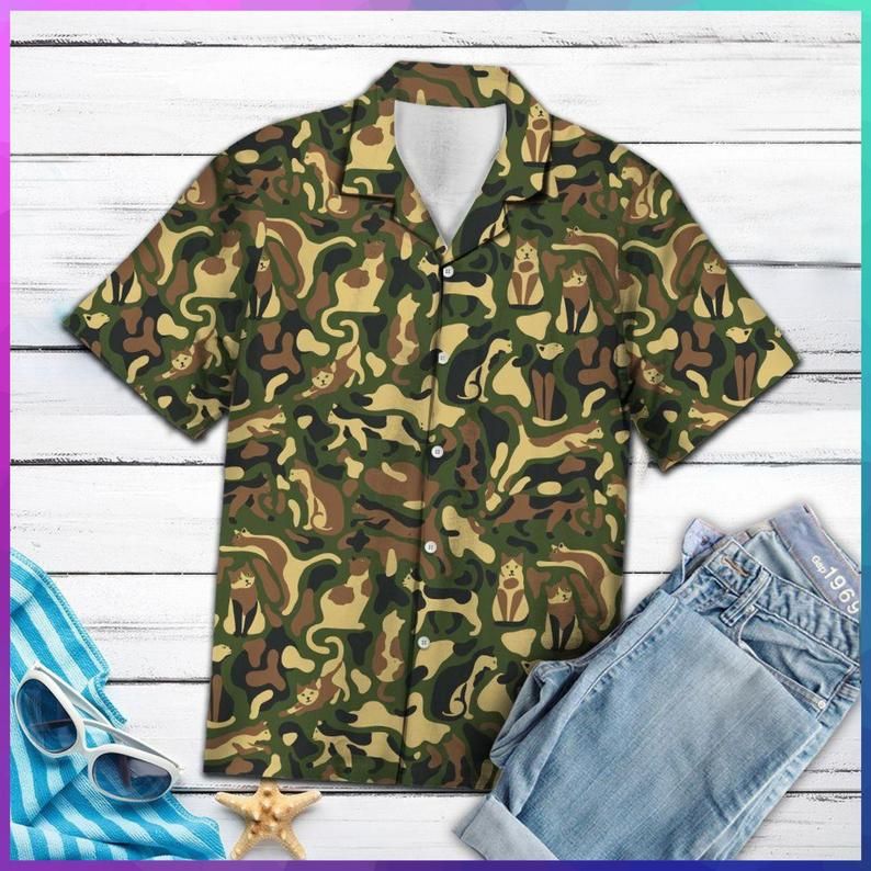 Cat Camo Multicolor Nice Design Hawaii Shirt Ha64904