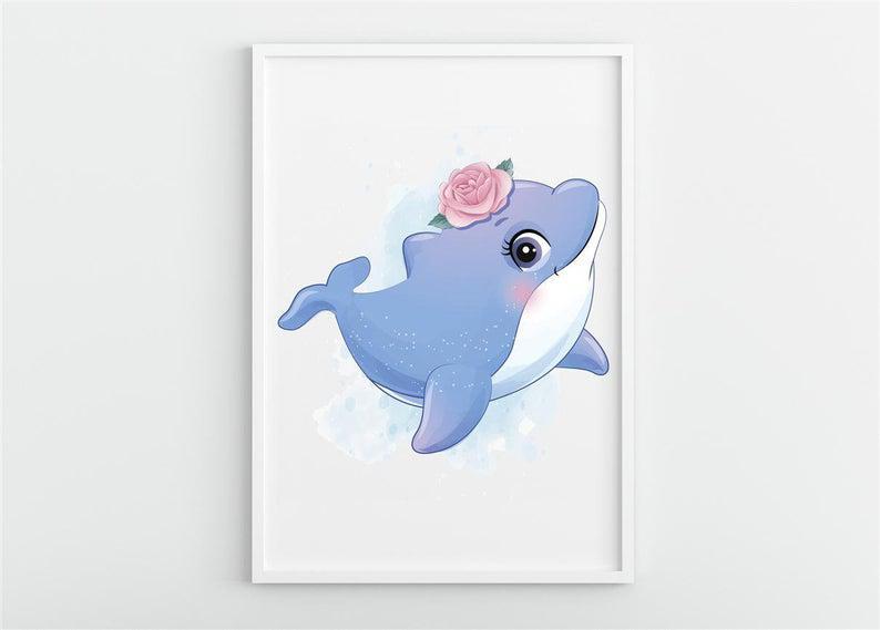 Dolphin Print, Dolphin Nursery Decor, Dolphin Poster