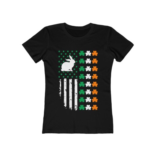 St. Patrick’S Day Irish American Flag With Bunny – Women Tee