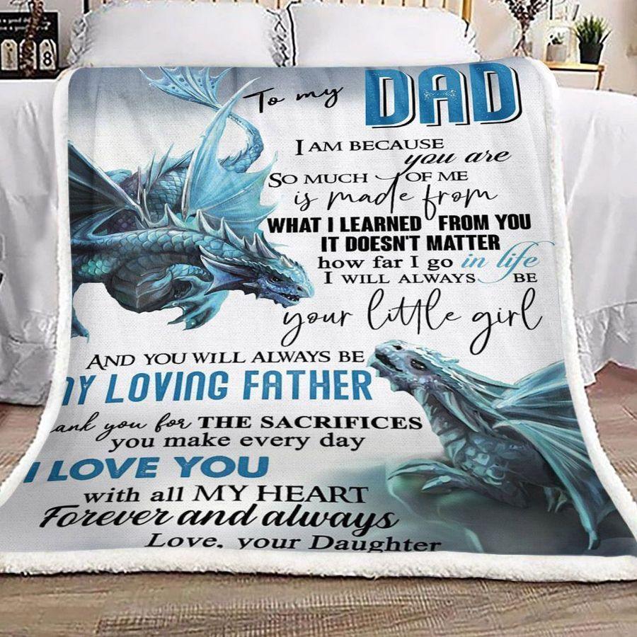 [Personalized Name] Dragon To My Dad From Daughter Always Be My Loving Father – Best Idea Gift For Dad, Gift For Home Decor, Gift For Family  – Fleece Blanket