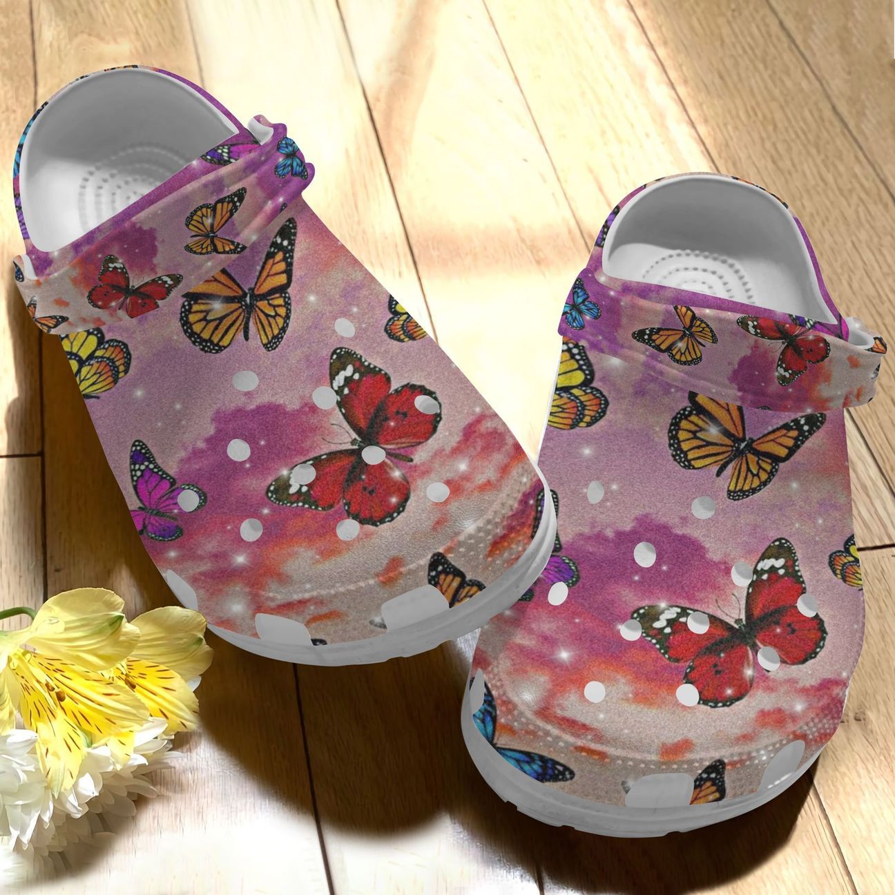 Butterfly Personalized Clog, Custom Name, Text Monarch Wings, Fashion Style For Women, Men, Kid, Print 3D