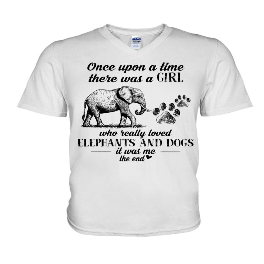 Once Upon A Time There Was A Girl Who Really Loved Elephants And Dogs Guys V-Neck