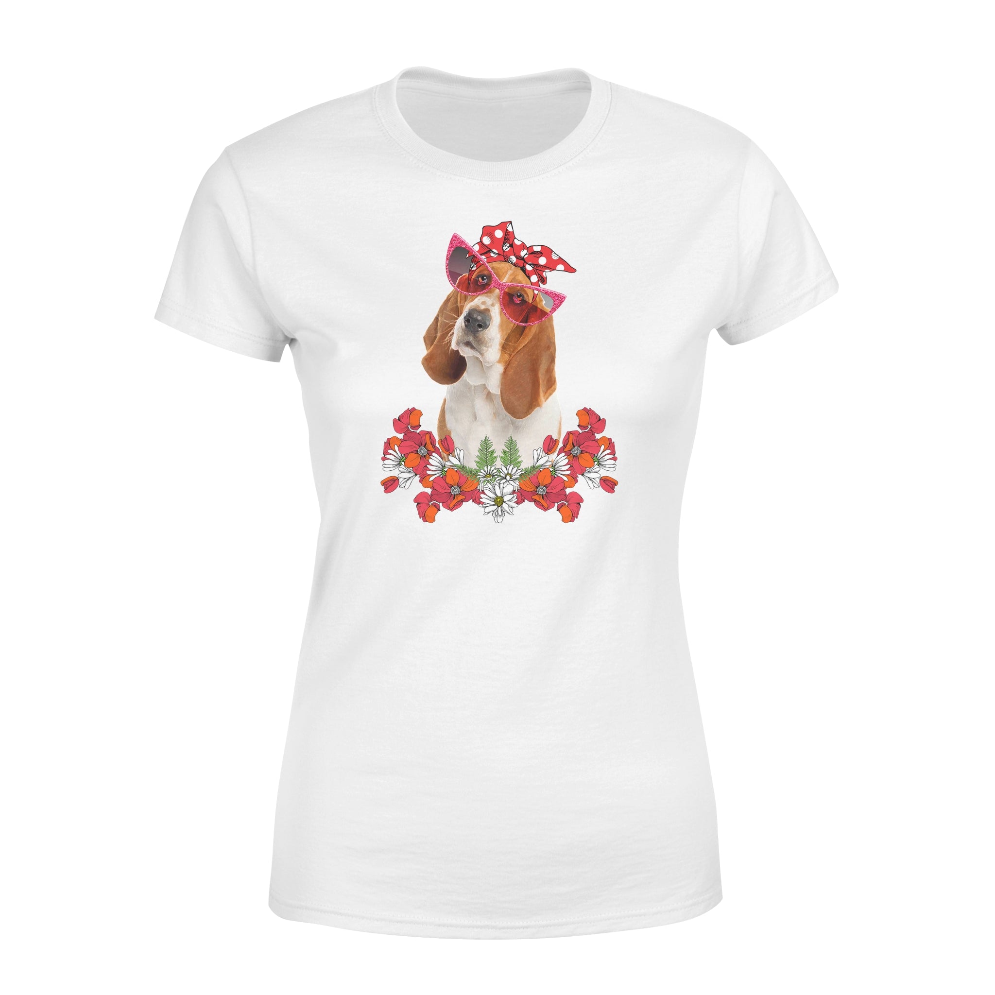 Basset Hound Mom Flower Bow – Standard Women’S Tee