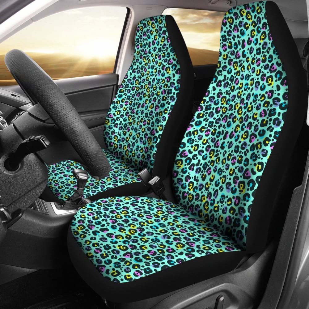 Turquoise Leopard Skin Print Car Seat Covers 211504