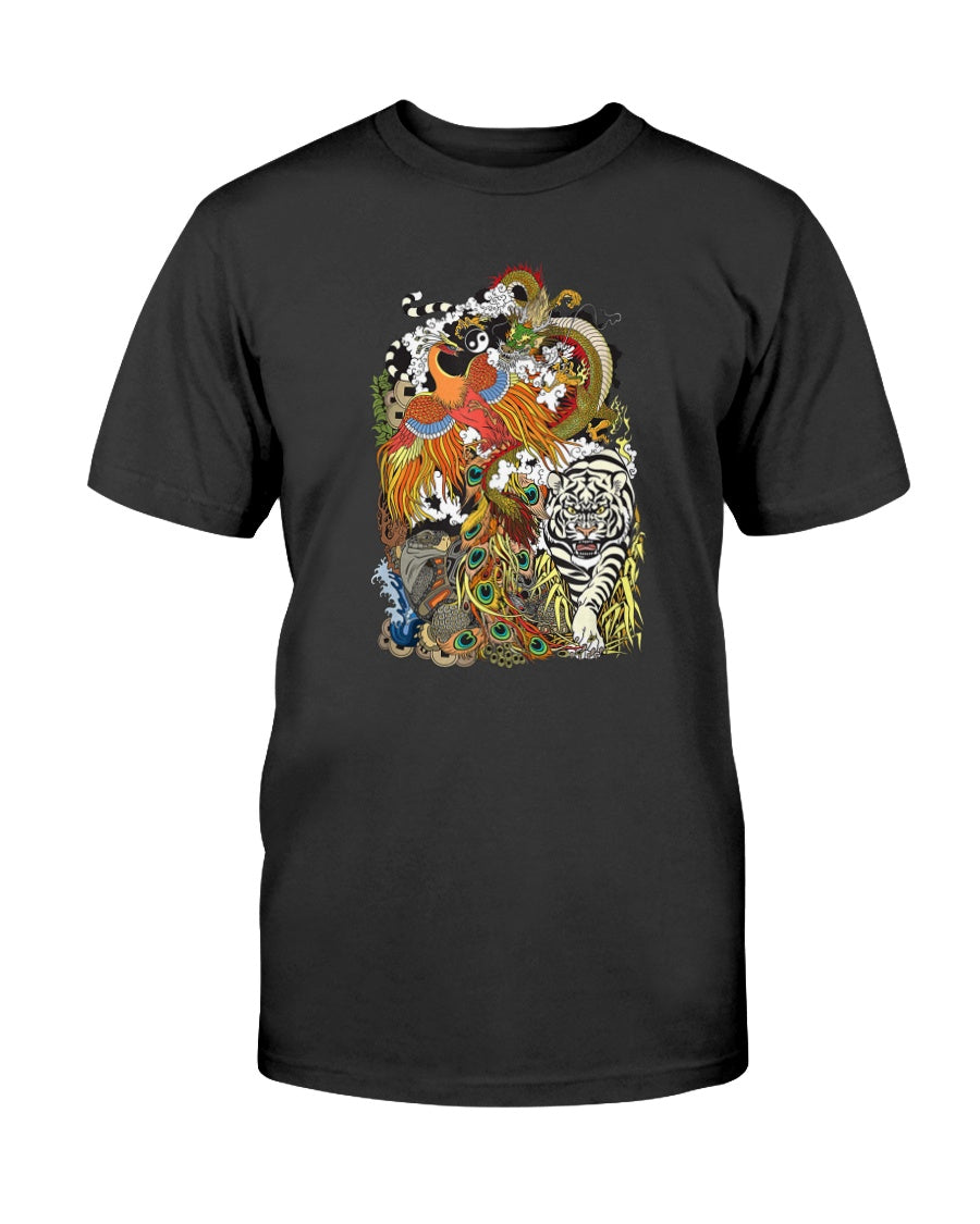 Dragon Phoenix Turtle Tiger Chinese Mythology T-Shirt