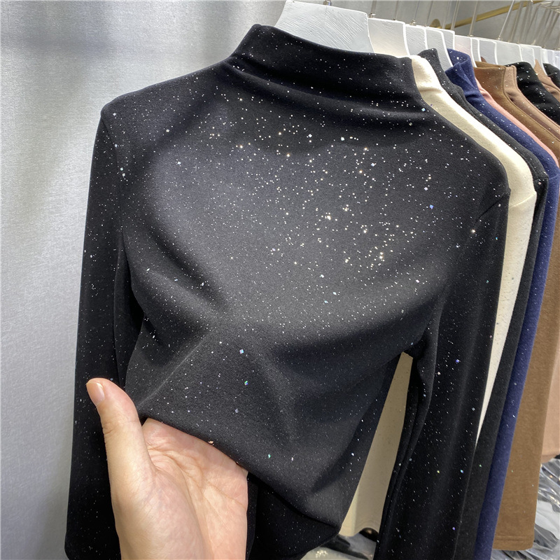 2022 Autumn Pullovers Sweater Korean Winter New Shiny Warm Blouse Women Long Sleeve Turtleneck Basic Tops Female Fall Clothe alx