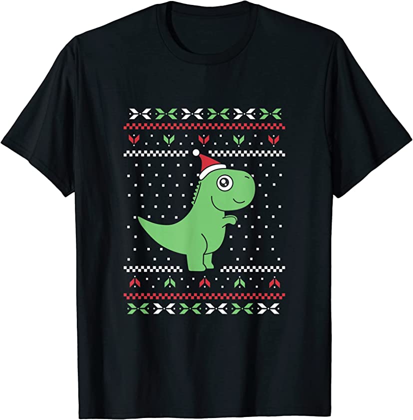 Baby T Rex Dinosaur Ugly Christmas Sweater Funny Holiday T-Shirt