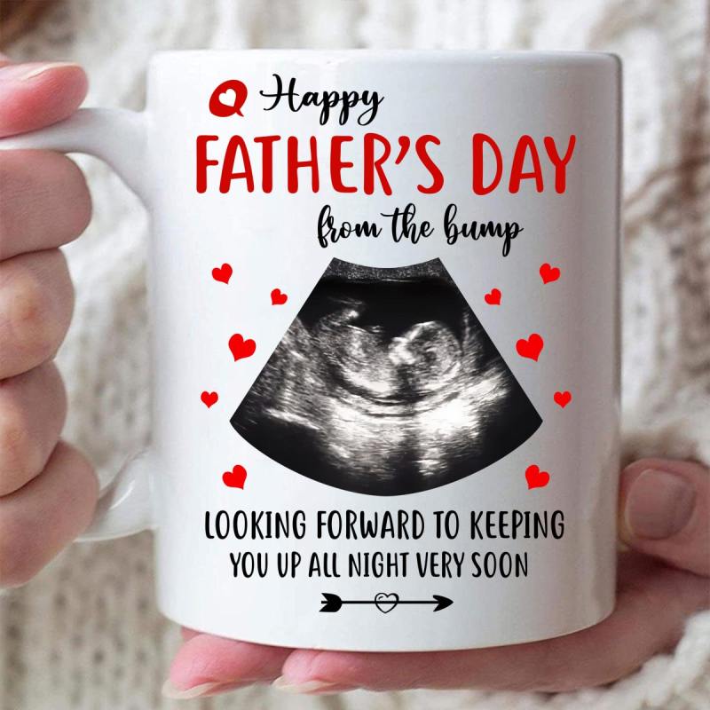 Personalized Happy Father’S Day Gift For New Dad To Be Keep You Up Bump Mug