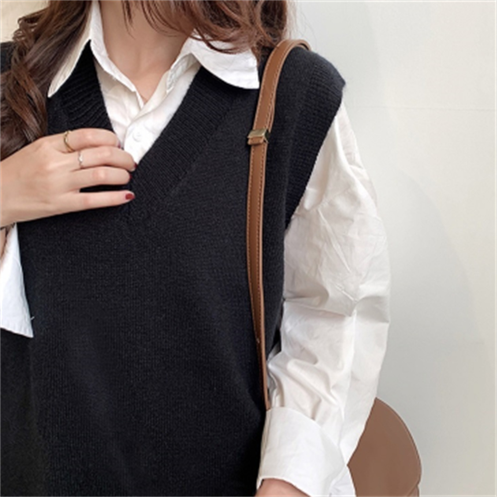 2021 V-Neck Lazy Style Loose Outer Knit Sweater Vest Jacket Outer Vest Women’s Spring Western-Style Waistcoat H1696 alx