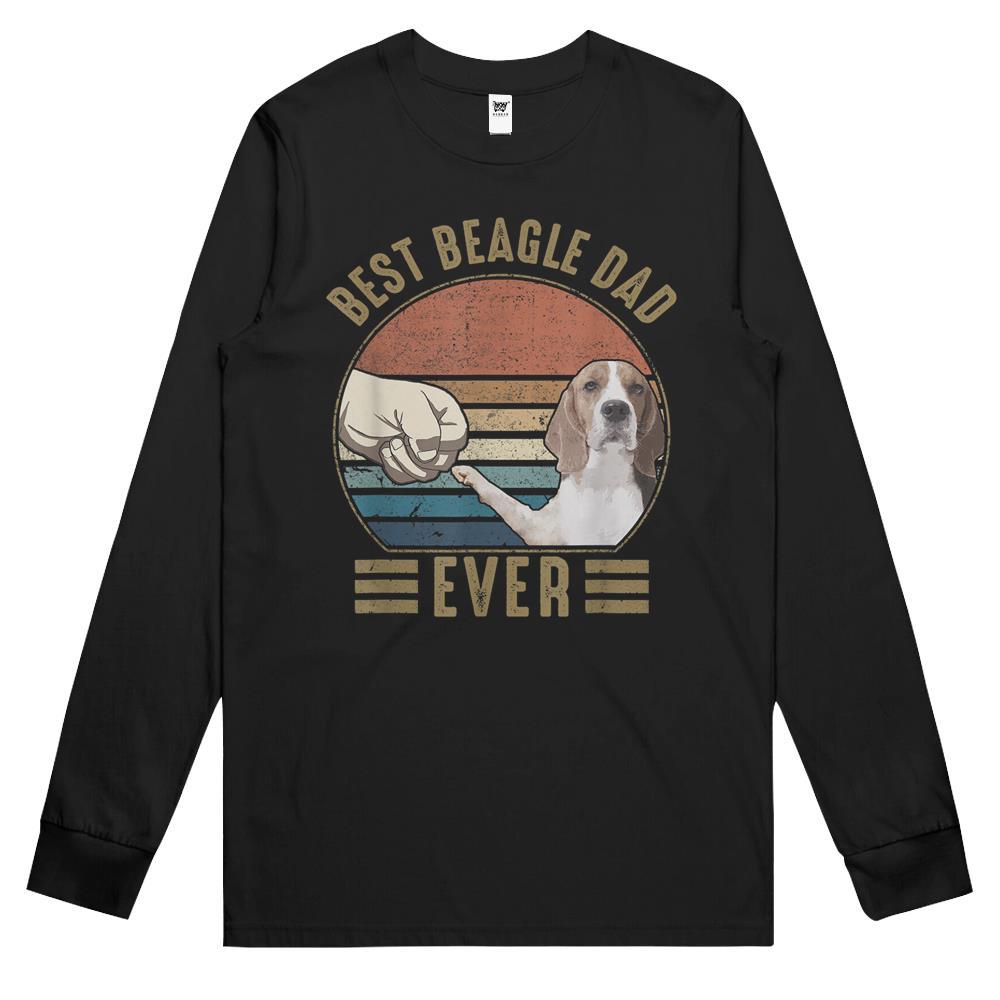 Best Beagle Dad Ever Retro Vintage Beagle Fathers Day Long Sleeve T Shirts