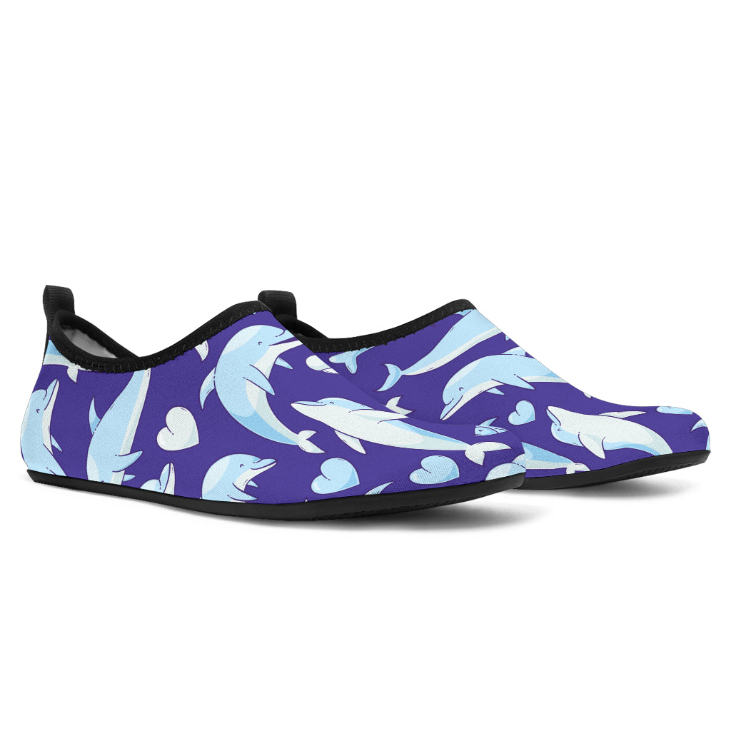 Dolphin Smile Print Pattern Aqua Water Shoes