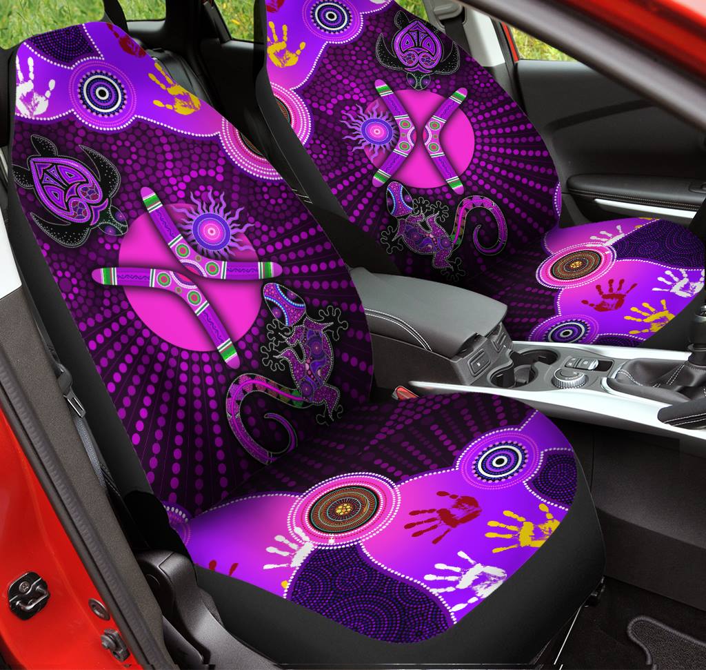 Aboriginal Naidoc Week 2021 Best Purple Turtle Lizard Car Seat Covers