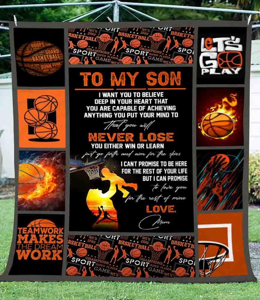 [Personalized Name] To My Son Basketball – Gift For Son For Family Unique Gifts Ideas For Home Decor  – Fleece Blanket Sherpa Blanket