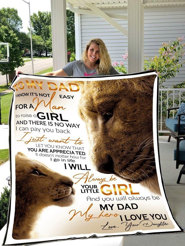 [Personalized Name] Dad Lion I Will Always Be Your Little Girl  Fleece Blanket, Sherpa Blanket, Gift For Family Member, Friends Gift, Christmas Gift, Home Decor, Home Living