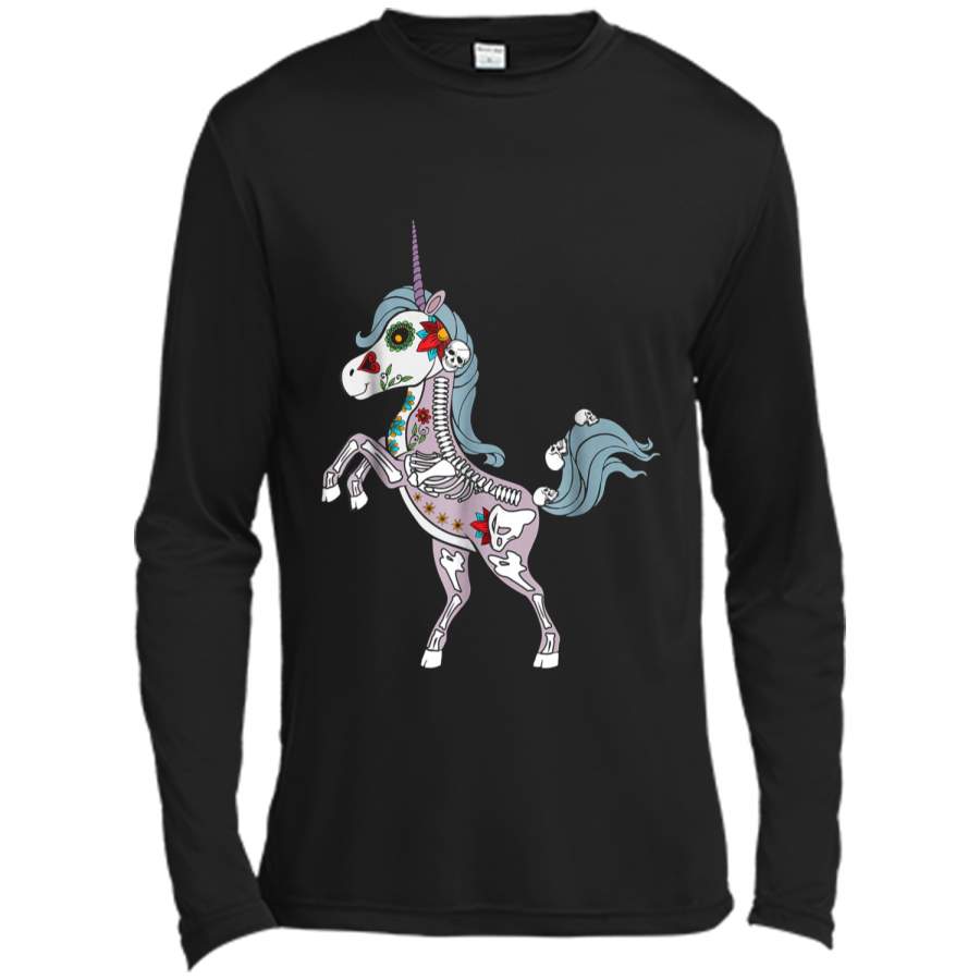 Unicorn Sugar Skull Costume  Dia De Los Muertos Gifts Long Sleeve Moisture Absorbing Shirt