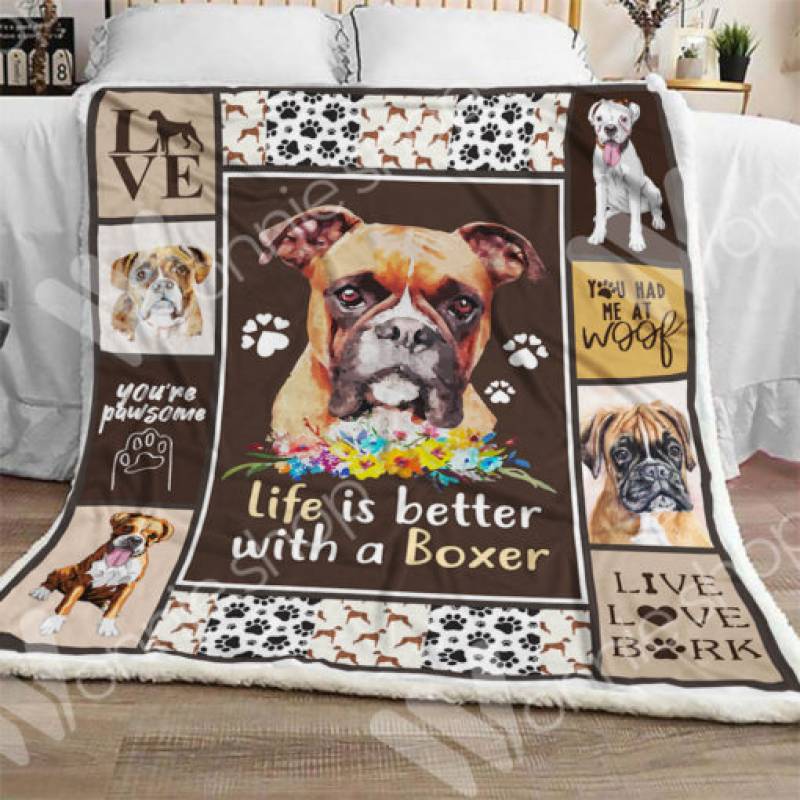 Boxer Dog Sherpa Blanket OCT1402 68O39