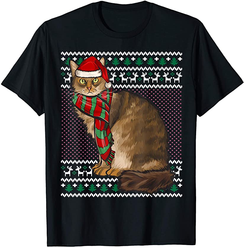 Xmas LaPerm Cat Santa Hat Ugly Christmas T-Shirt