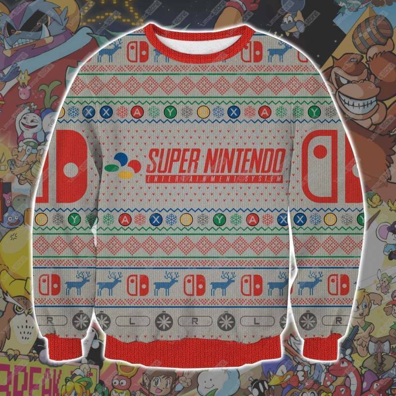 Super Nintendo 3D Print Ugly Christmas Sweatshirt