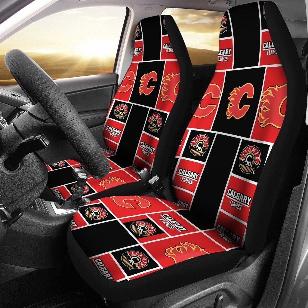 Calgary Flames Car Seat Covers 2pcs v3