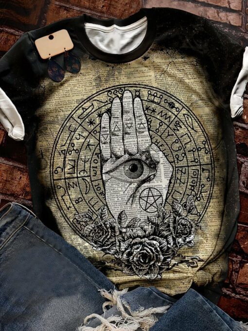 Hamsa Witchcraft Halloween 3D All Over Printed T-Shirt For Men And Women, Happy Halloween Day