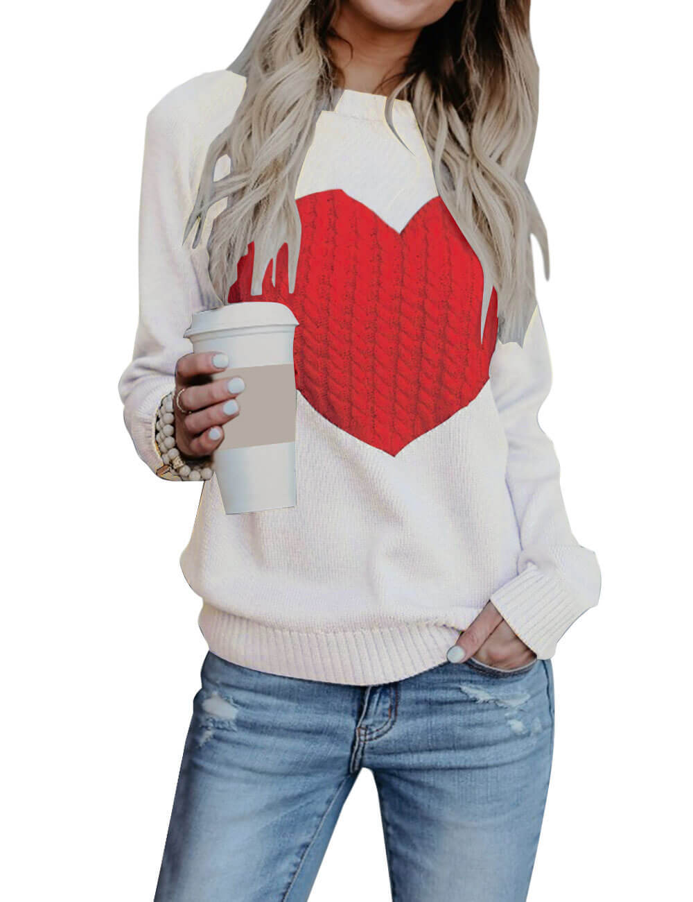 Women’s Knitwear Crew-neck Fashion Pullover Love Sweater alx